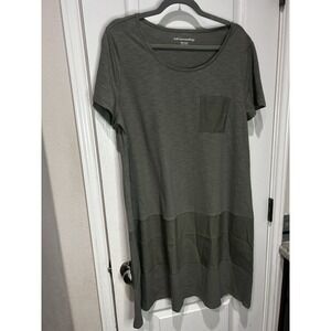 Soft Surroundings Winnie Linen Blend T-Shirt Dress olive green Petite XL NWT